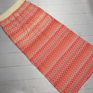 Joe B By Joe Benbasset Maxi Skirt Womens Size Large Orange Beige Pattern Knit